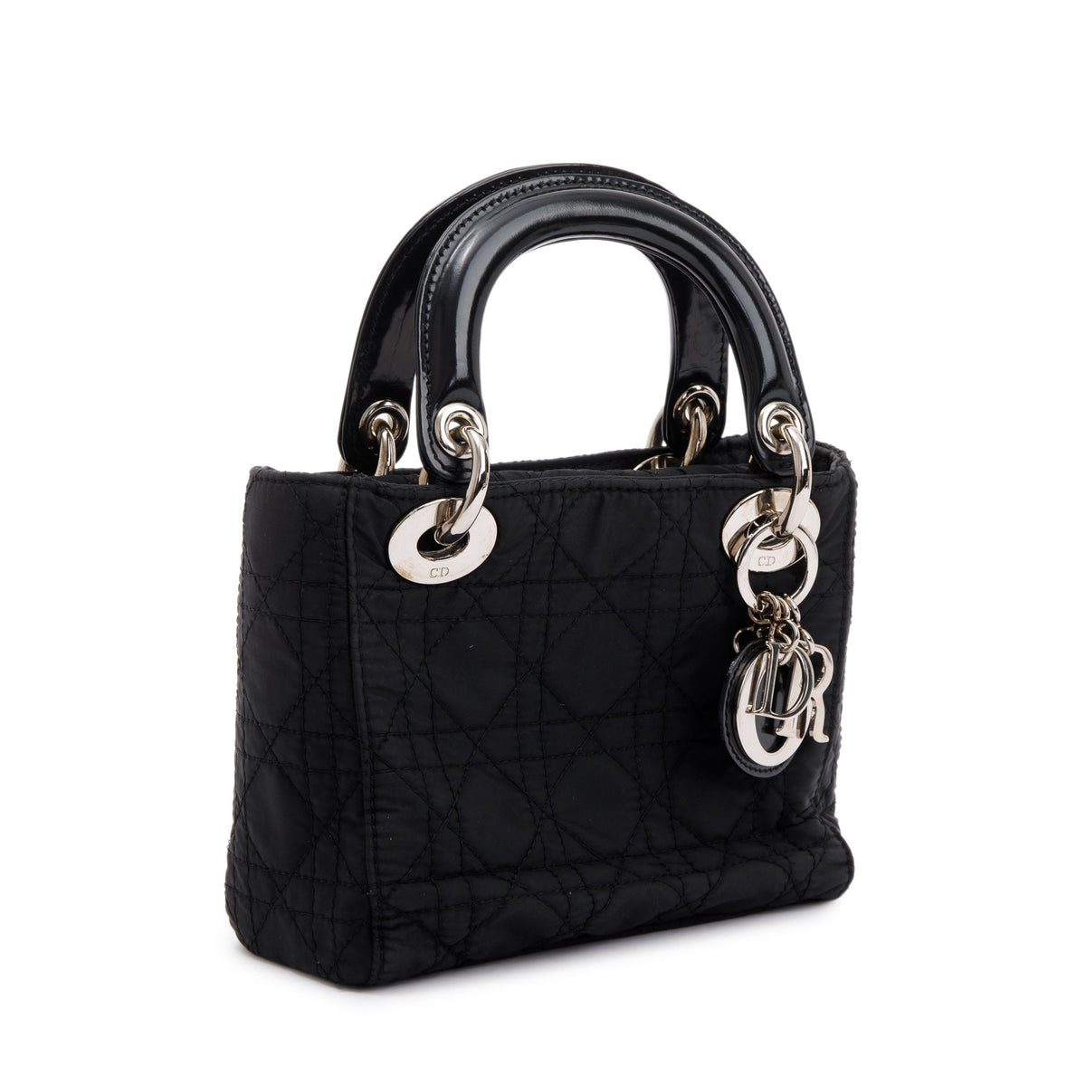 Christian Dior Black Cannage Nylon Mini Lady Dior Bag Rovelle Bags
