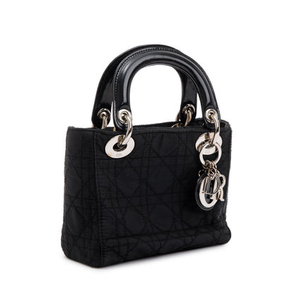 Christian Dior Black Cannage Nylon Mini Lady Dior Bag Rovelle Bags
