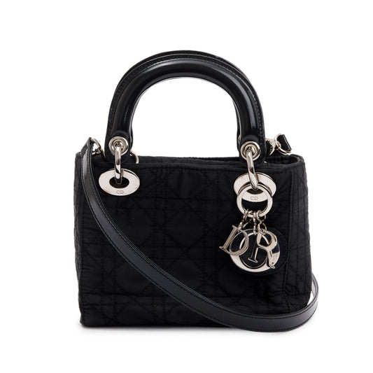 Christian Dior Black Cannage Nylon Mini Lady Dior Bag Rovelle Bags