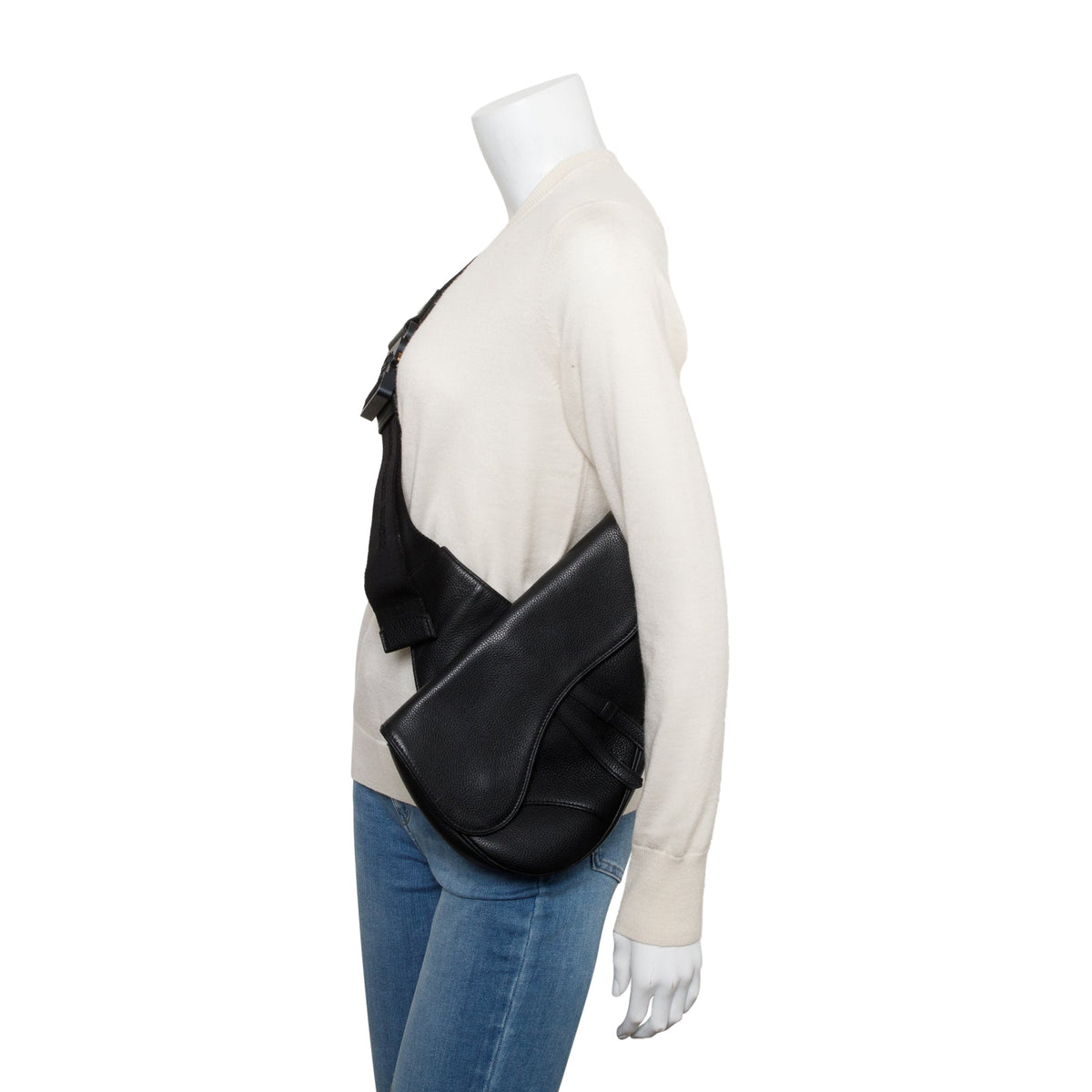 Christian Dior Black Grained Calfskin Leather Saddle Bag Rovelle Bags