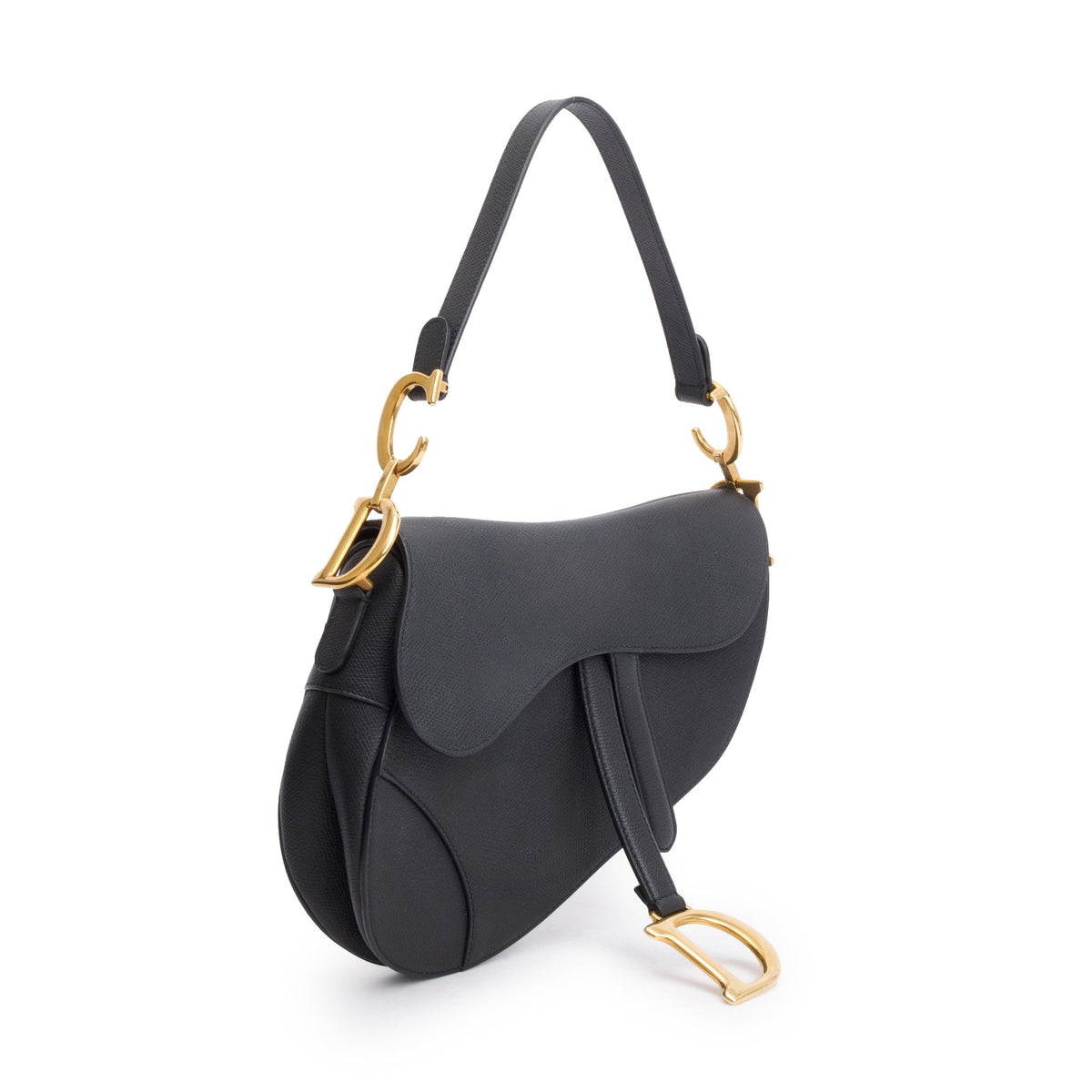 Christian Dior Black Grained Calfskin Leather Saddle Bag Rovelle Bags