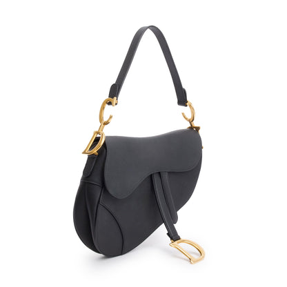 Christian Dior Black Grained Calfskin Leather Saddle Bag Rovelle Bags