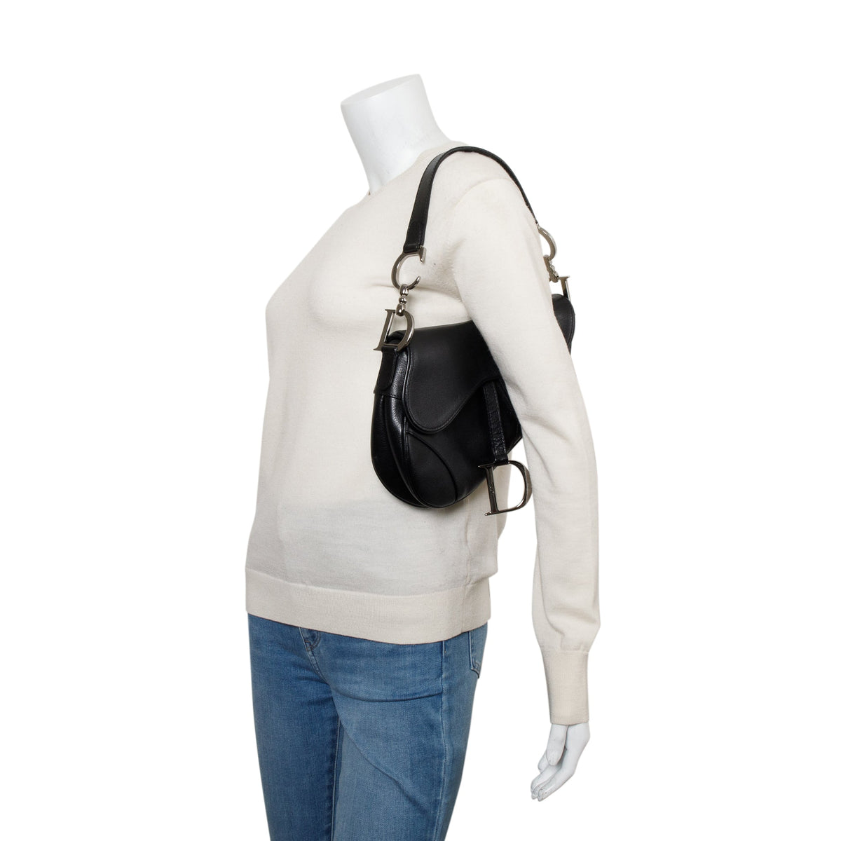 Christian Dior Black Grained Calfskin Leather Saddle Bag Rovelle Bags