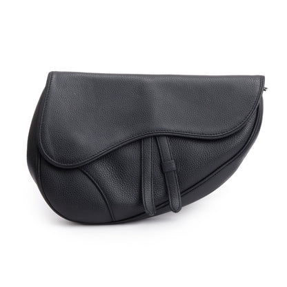 Christian Dior Black Grained Calfskin Leather Saddle Bag Rovelle Bags