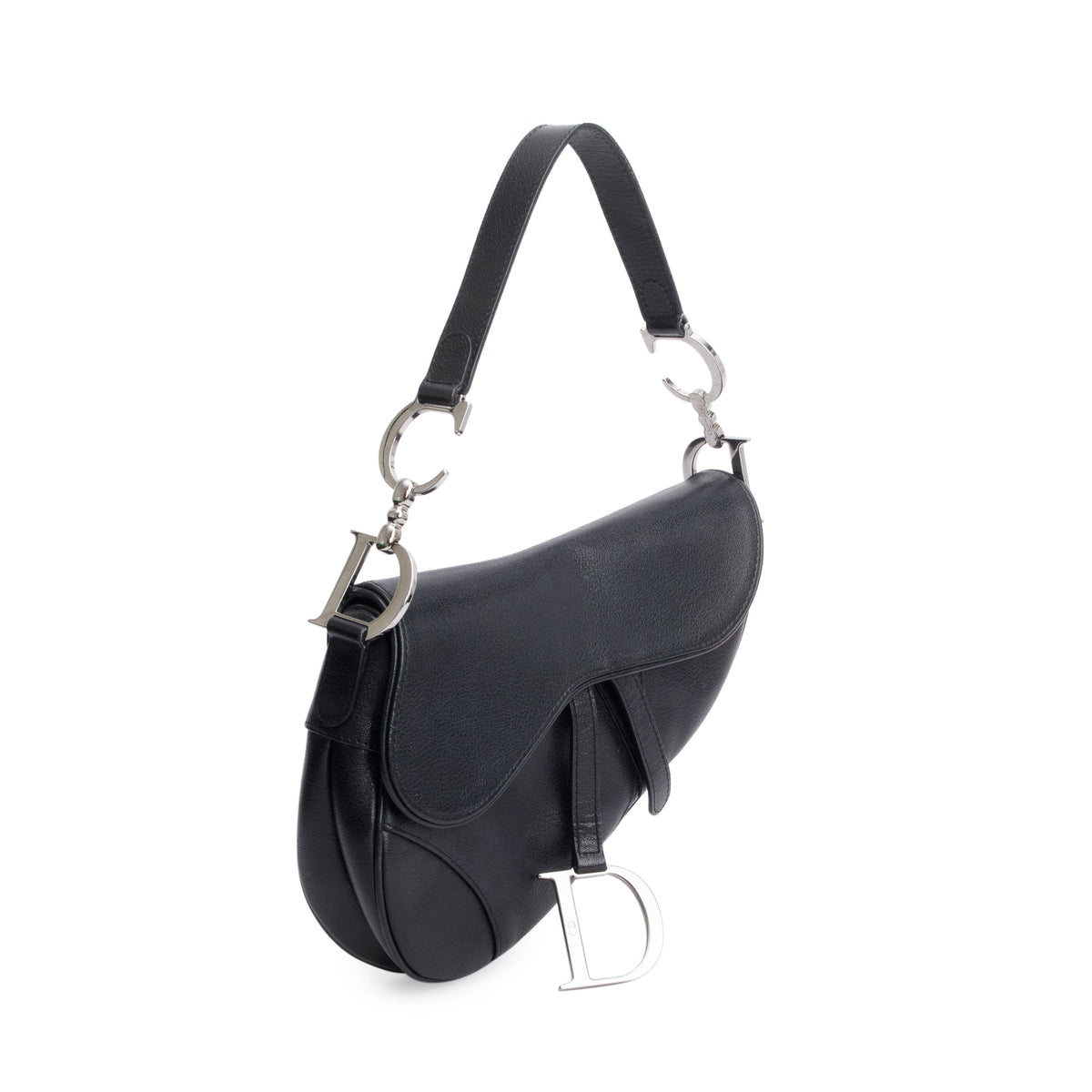 Christian Dior Black Grained Calfskin Leather Saddle Bag Rovelle Bags