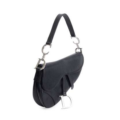 Christian Dior Black Grained Calfskin Leather Saddle Bag Rovelle Bags