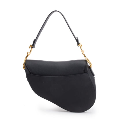Christian Dior Black Grained Calfskin Leather Saddle Bag Rovelle Bags
