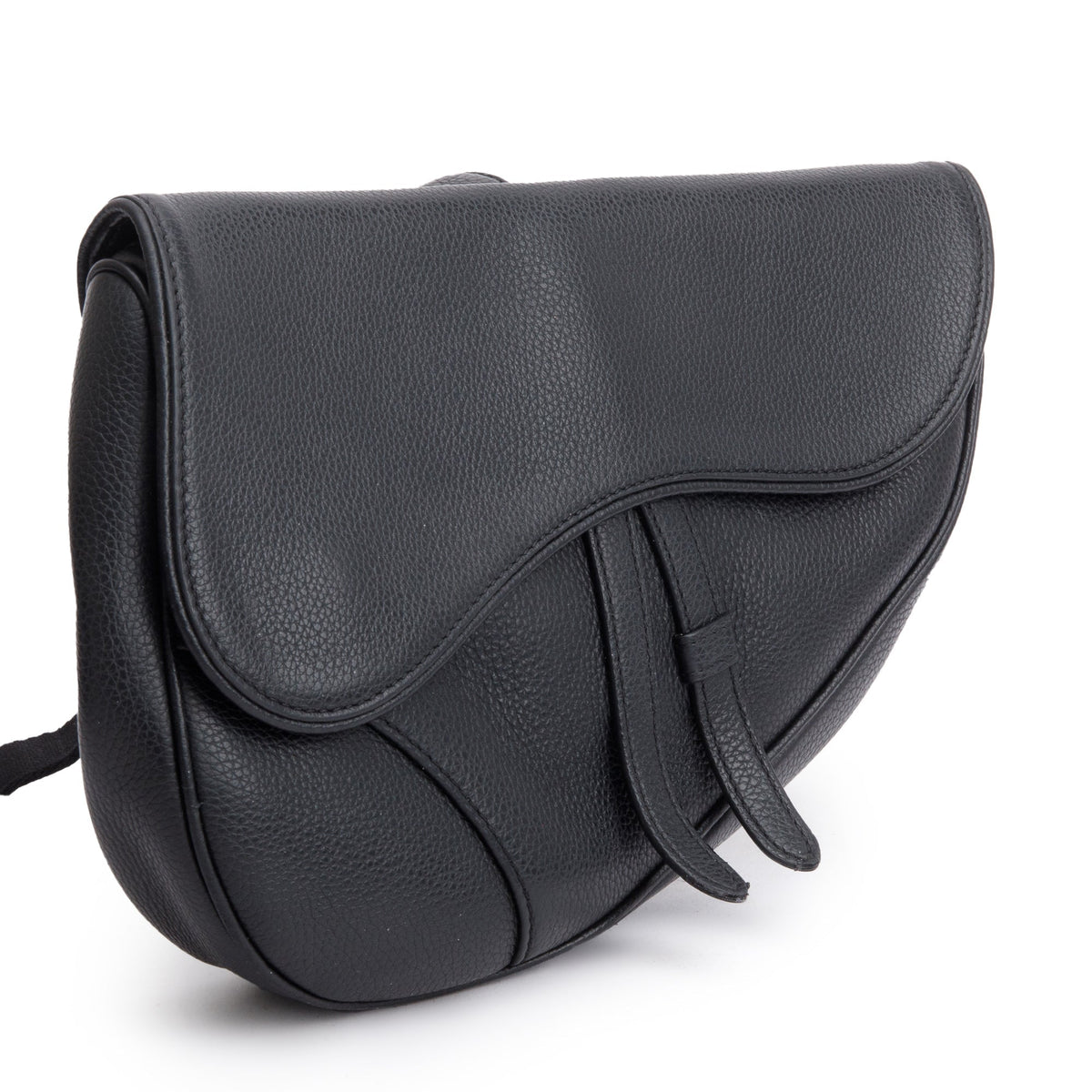 Christian Dior Black Grained Calfskin Leather Saddle Bag Rovelle Bags