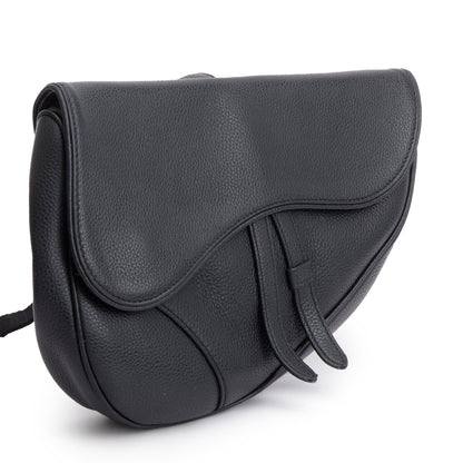 Christian Dior Black Grained Calfskin Leather Saddle Bag Rovelle Bags