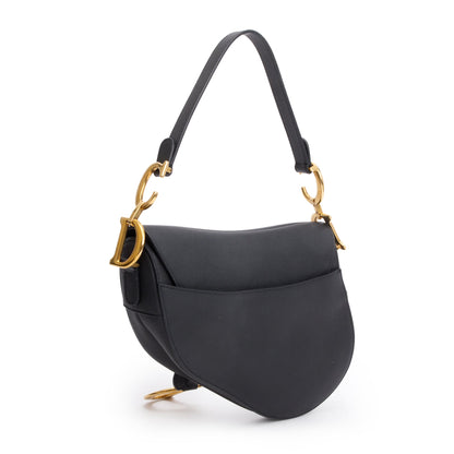 Christian Dior Black Grained Calfskin Leather Saddle Bag Rovelle Bags