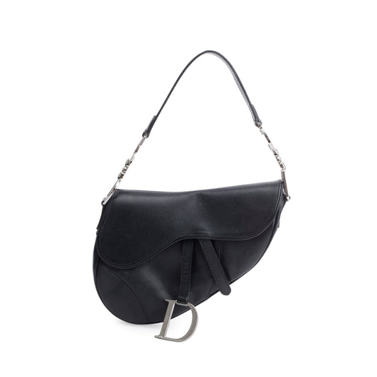 Christian Dior Black Grained Calfskin Leather Saddle Bag Rovelle Bags