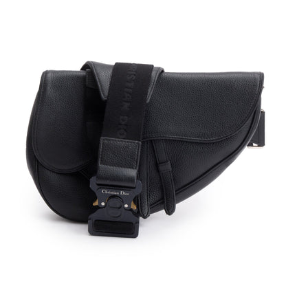 Christian Dior Black Grained Calfskin Leather Saddle Bag Rovelle Bags