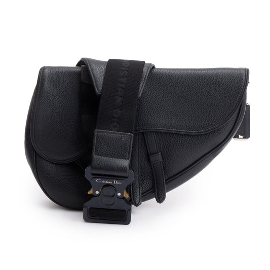 Christian Dior Black Grained Calfskin Leather Saddle Bag Rovelle Bags