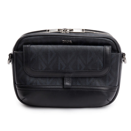 Christian Dior Black Leather CD Diamond Coated Canvas Hit The Road Bag Rovelle Bags