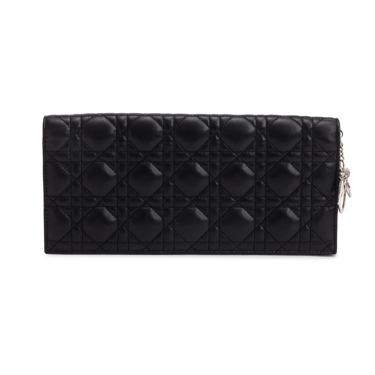 Christian Dior Black Leather Lady Dior Convertible Clutch Rovelle Bags
