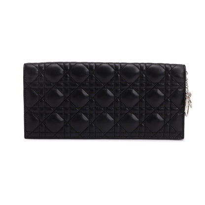 Christian Dior Black Leather Lady Dior Convertible Clutch Rovelle Bags