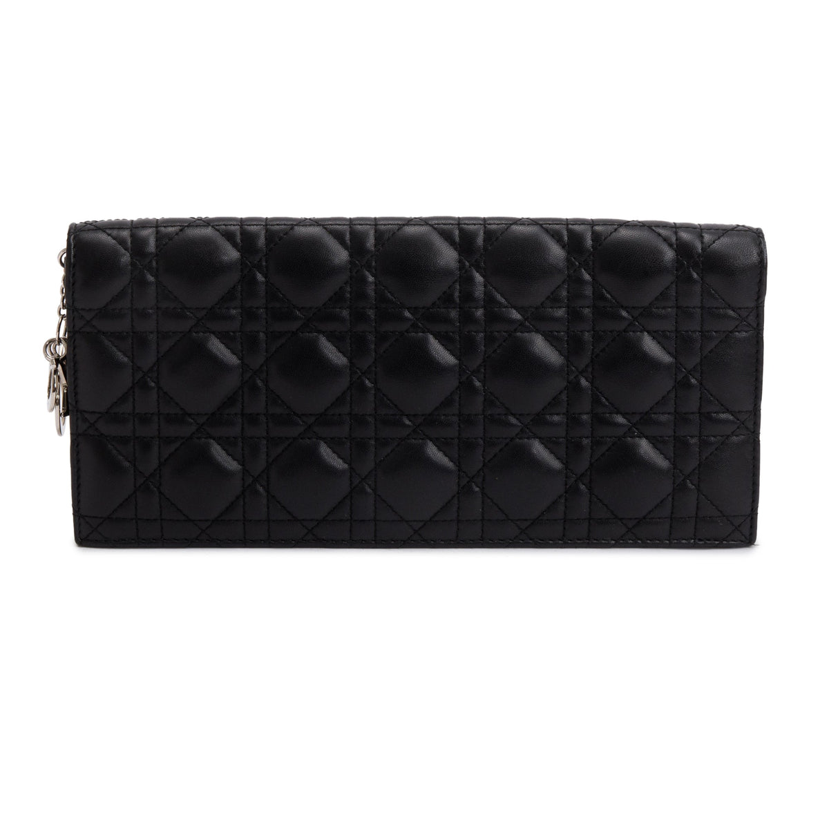 Christian Dior Black Leather Lady Dior Convertible Clutch Rovelle Bags
