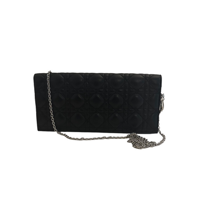 Christian Dior Black Leather Lady Dior Convertible Clutch Rovelle Bags
