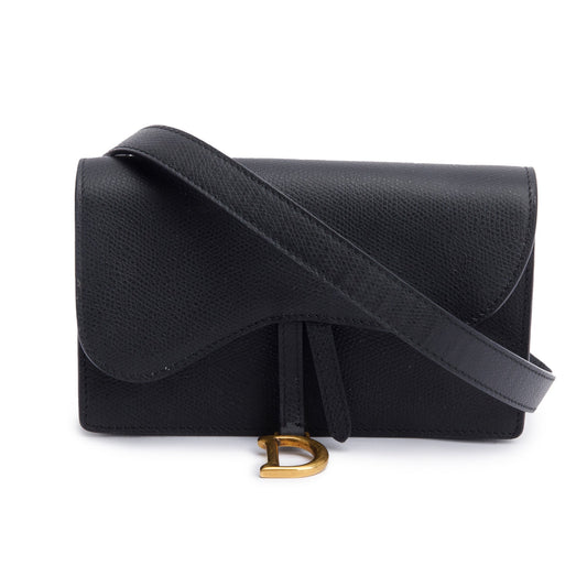 Christian Dior Black Leather Saddle Belt Pouch Rovelle Bags