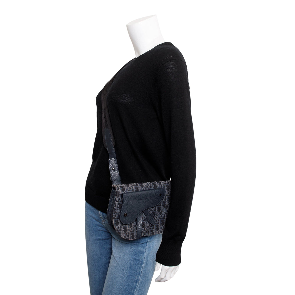Christian Dior Black Oblique Jacquard Saddle Pouch Rovelle Bags