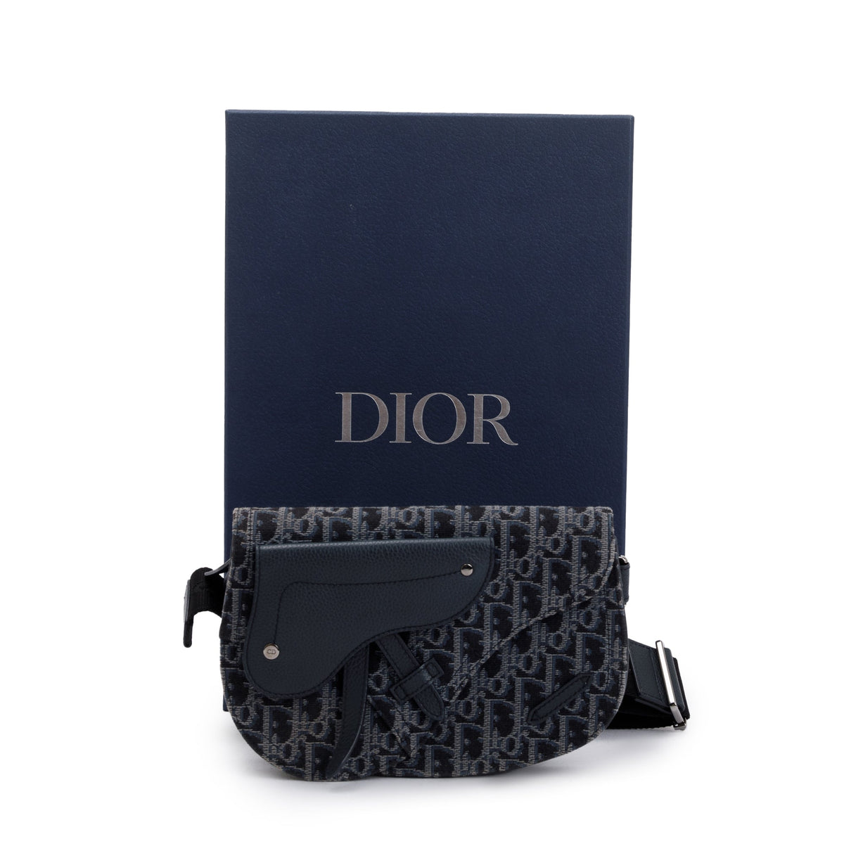 Christian Dior Black Oblique Jacquard Saddle Pouch Rovelle Bags