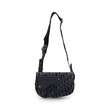 Christian Dior Black Oblique Jacquard Saddle Pouch Rovelle Bags