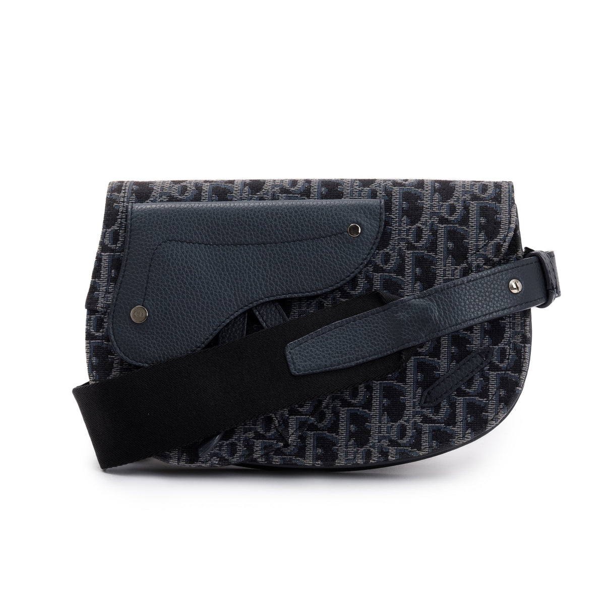 Christian Dior Black Oblique Jacquard Saddle Pouch Rovelle Bags