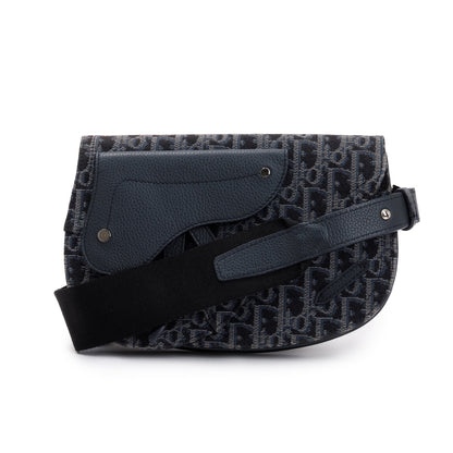 Christian Dior Black Oblique Jacquard Saddle Pouch Rovelle Bags