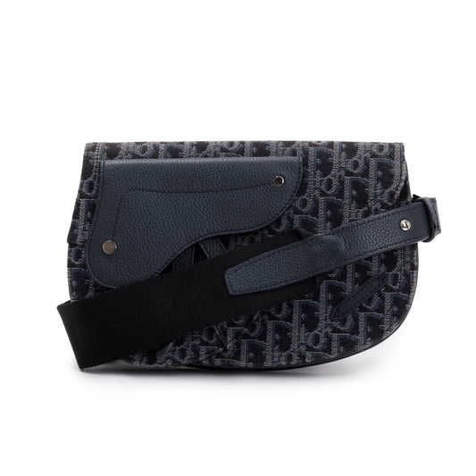 Christian Dior Black Oblique Jacquard Saddle Pouch Rovelle Bags