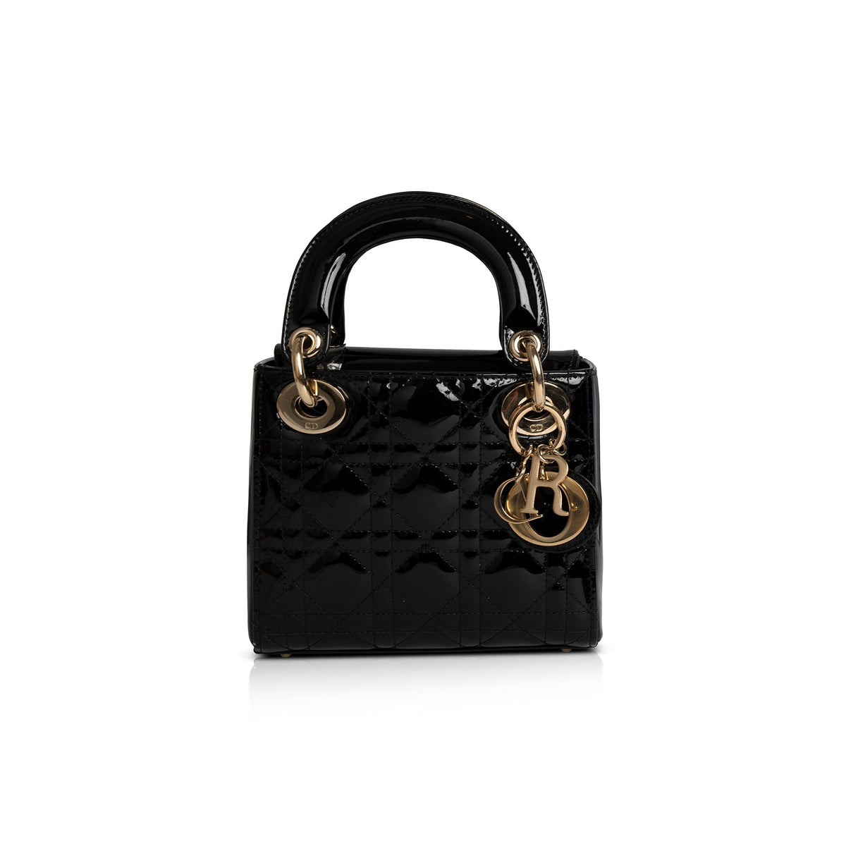 Christian Dior Black Patent Mini Lady Dior Bag Rovelle Bags