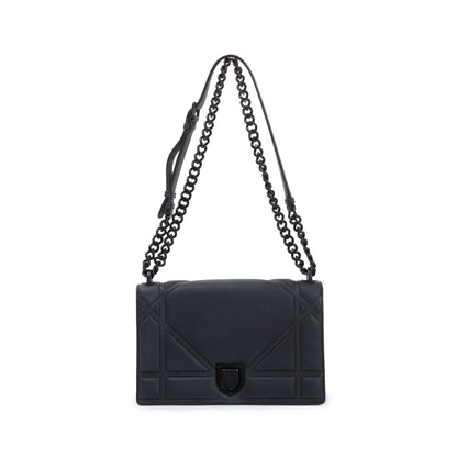 Christian Dior Black Ultramatte Calfskin Leather Medium Diorama Flap Bag Rovelle Bags