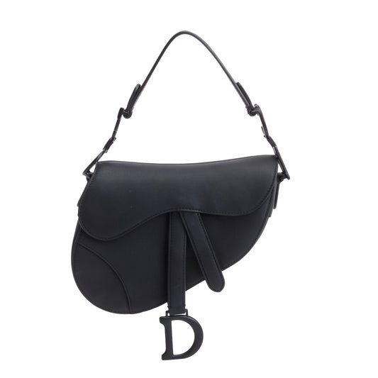 Christian Dior Black Ultramatte Calfskin Leather Mini Saddle Bag Rovelle Bags