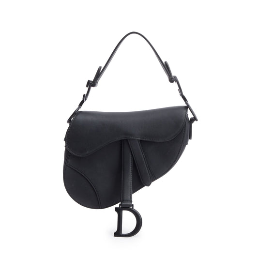 Christian Dior Black Ultramatte Calfskin Leather Mini Saddle Bag Rovelle Bags
