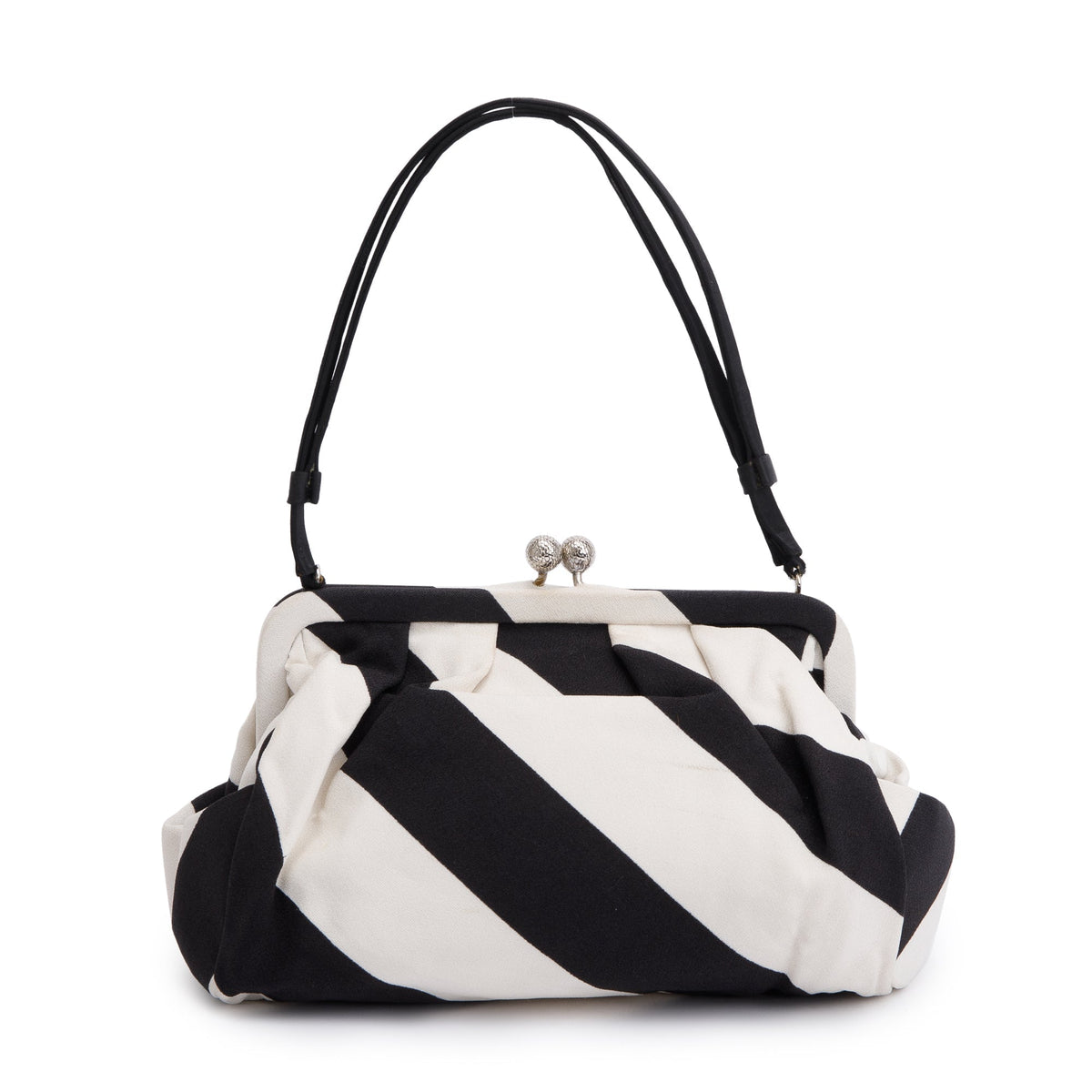 Christian Dior Black & White Canvas Frame Clutch Bag Rovelle Bags
