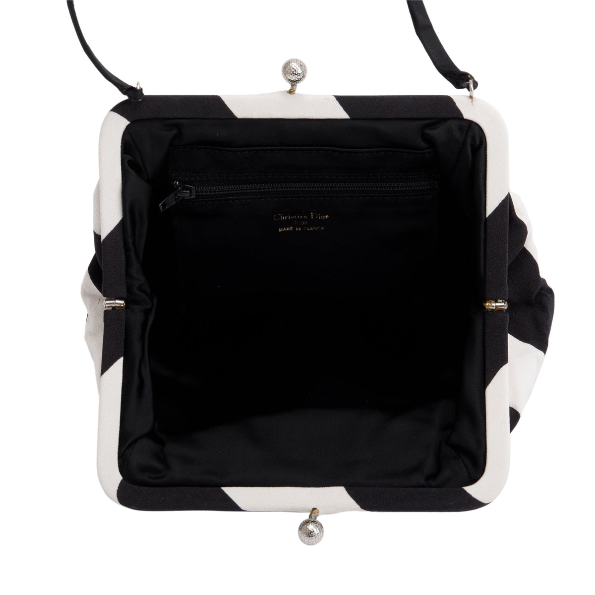 Christian Dior Black & White Canvas Frame Clutch Bag Rovelle Bags