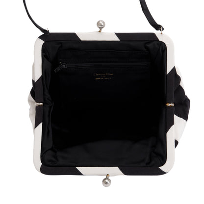 Christian Dior Black & White Canvas Frame Clutch Bag Rovelle Bags