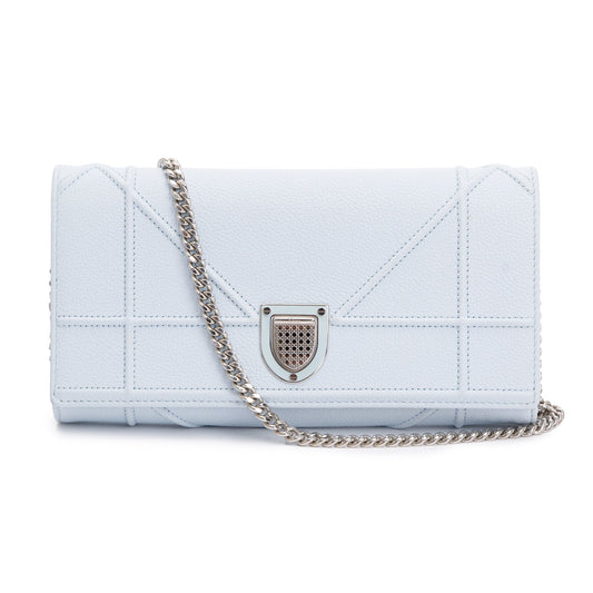 Christian Dior Blue Calfskin Leather Diorama Wallet on Chain Rovelle Bags