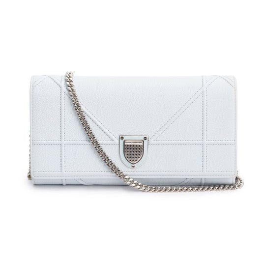 Christian Dior Blue Calfskin Leather Diorama Wallet on Chain Rovelle Bags