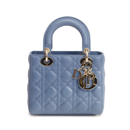 Christian Dior Blue Cannage Leather Small Lady Dior Bag Rovelle Bags