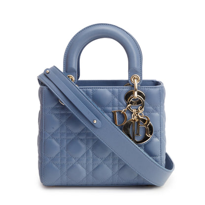 Christian Dior Blue Cannage Leather Small Lady Dior Bag Rovelle Bags