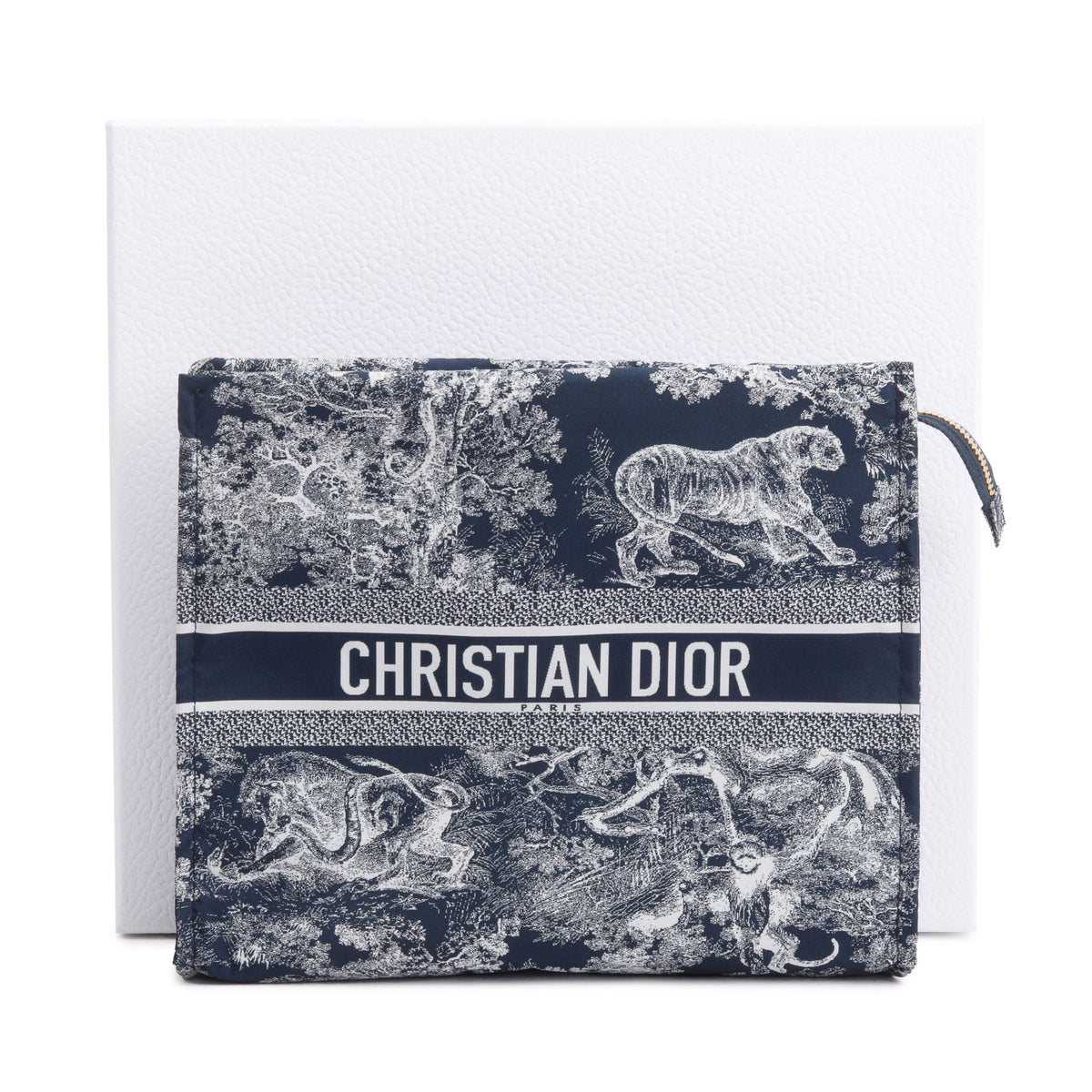 Christian Dior Blue Toile De Jouy Reverse Technical Fabric DiorTravel Zipped Pouch Rovelle Bags