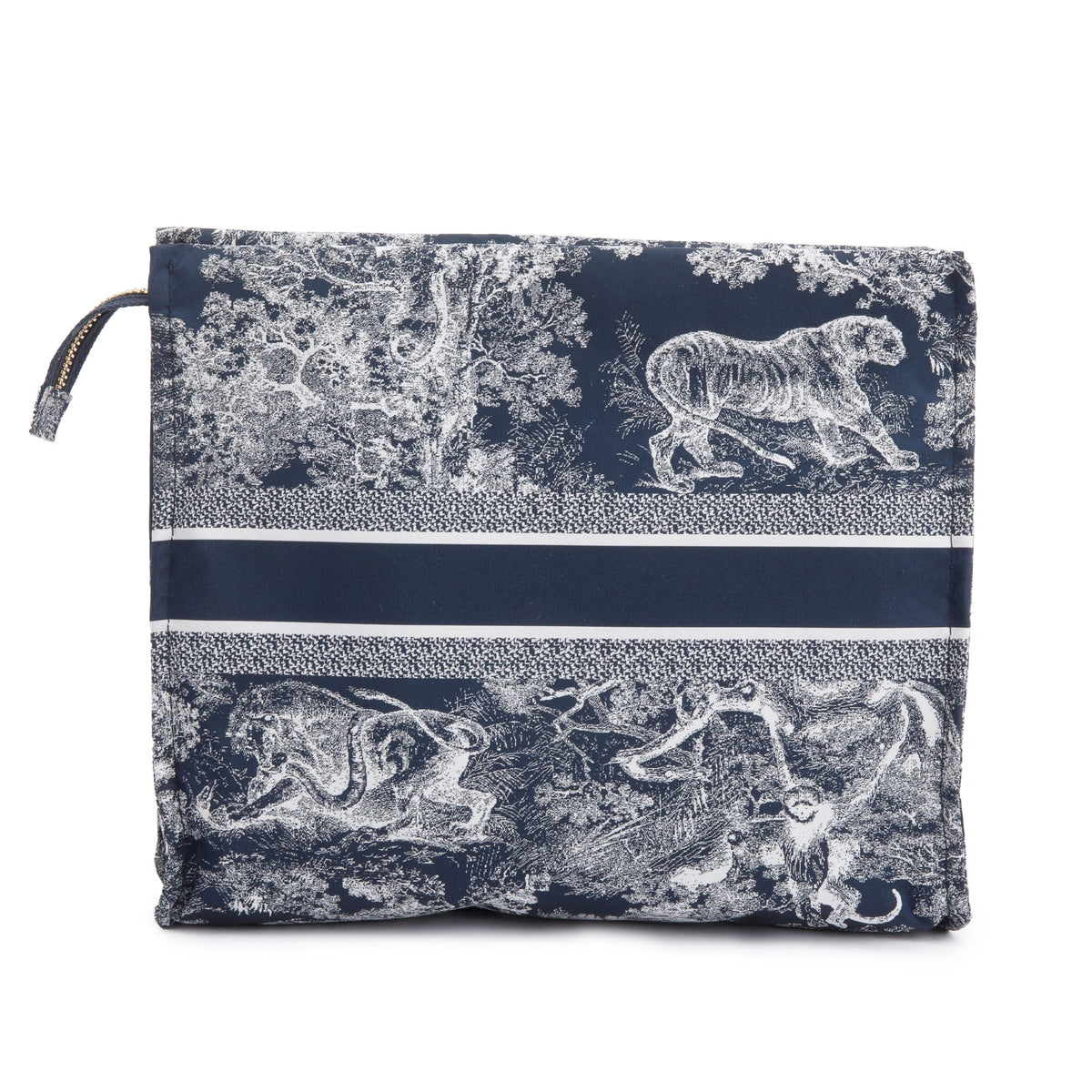 Christian Dior Blue Toile De Jouy Reverse Technical Fabric DiorTravel Zipped Pouch Rovelle Bags