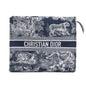 Christian Dior Blue Toile De Jouy Reverse Technical Fabric DiorTravel Zipped Pouch Rovelle Bags