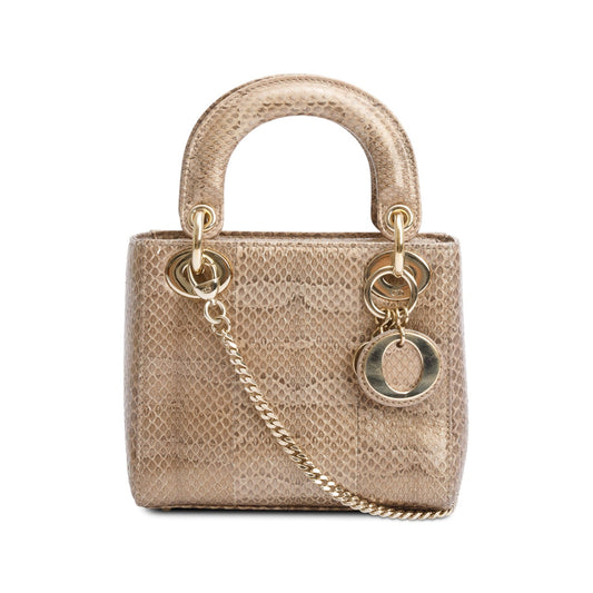 Christian Dior Brown Python Mini Lady Dior Bag Rovelle Bags