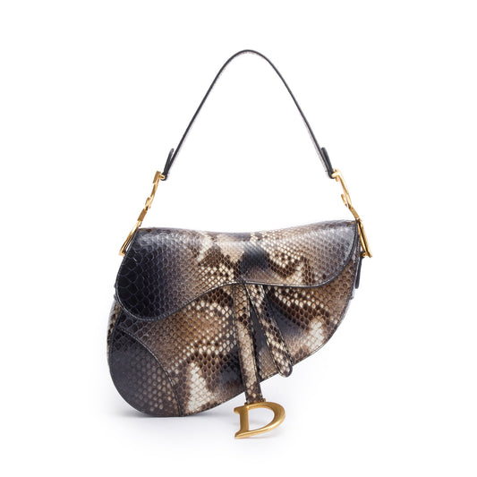 Christian Dior Brown Snakeskin Saddle Bag Rovelle Bags