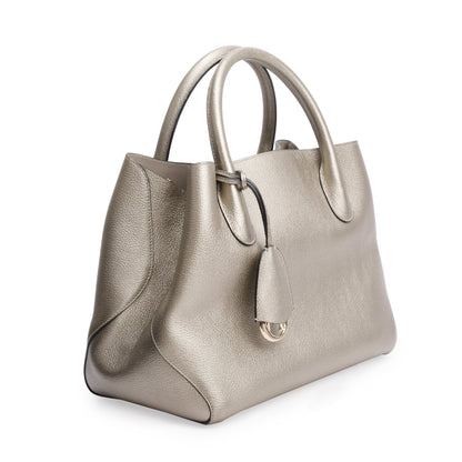 Christian Dior Gold Metallic Calfskin Leather Small Open Bar Tote Rovelle Bags