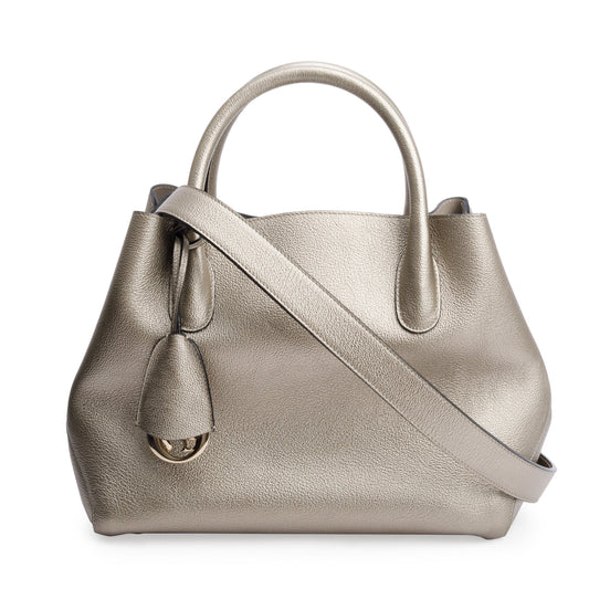 Christian Dior Gold Metallic Calfskin Leather Small Open Bar Tote Rovelle Bags