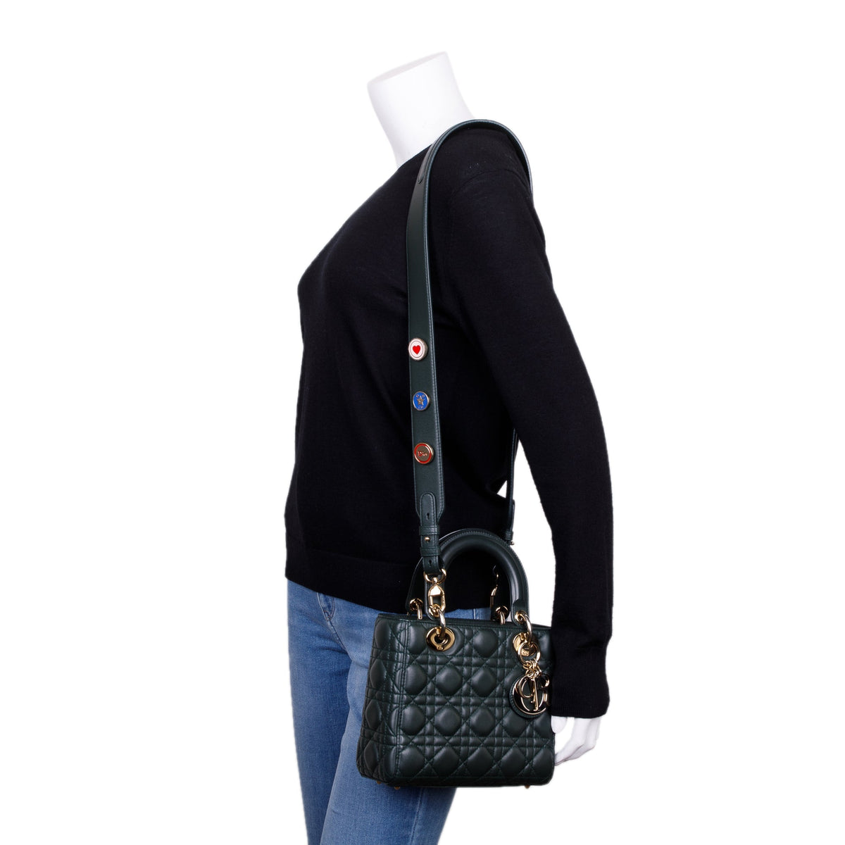 Christian Dior Green Cannage Lambskin Leather Small Lady Dior My Abcdior Bag Rovelle Bags