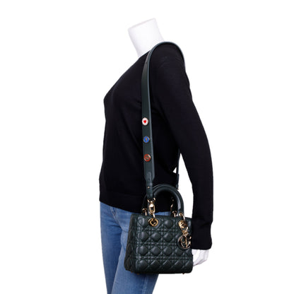 Christian Dior Green Cannage Lambskin Leather Small Lady Dior My Abcdior Bag Rovelle Bags