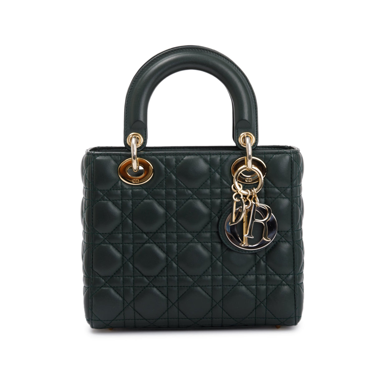 Christian Dior Green Cannage Lambskin Leather Small Lady Dior My Abcdior Bag Rovelle Bags